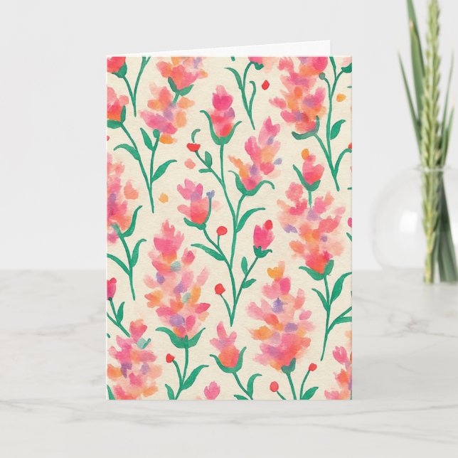 Cartão Saudação de Vazio Floral de Aquarela (Frente)
