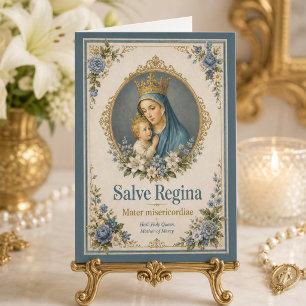 Cartão Saudação Devocional Mariana Floral Salve Regina