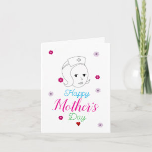 Cartão Saudação do Dia das Mães para enfermeira