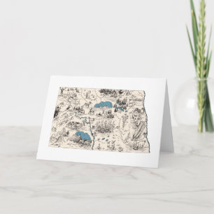 Cartão Saudação do Mapa de Imagens do Dakota do Norte