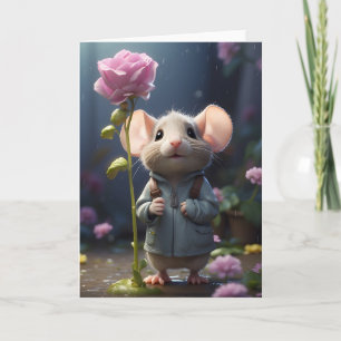 Cartão Saudação do Vazio de Ilustração de Flor de Mouse A