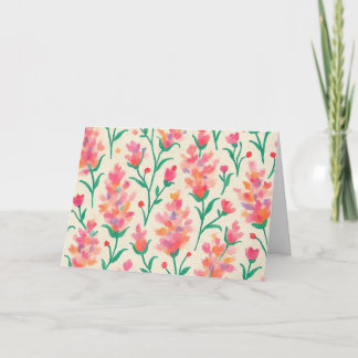 Cartão Saudação do Vazio Floral Floral Cor Rosa e Verde