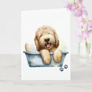 Cartão Saudação Dobrada de Cachorro Labradoodle
