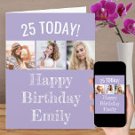 Cartão Saudação e Idade Editáveis | 3 Foto de Aniversário<br><div class="desc">Crie seu próprio Cartão de Aniversário com 3 fotos favoritas. Toda a redação é editável para que você possa personalizar a design a qualquer idade e incluir um nome ou parente (por exemplo, Emily, Avó etc.). O modelo de foto exibirá suas fotos em formato quadrado / instagram em uma simples...</div>