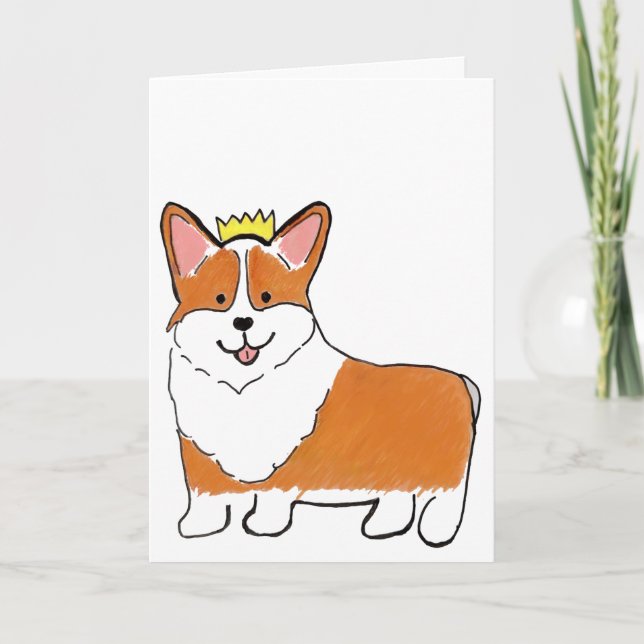Cartão Saudação em branco para cão corgi real (Frente)