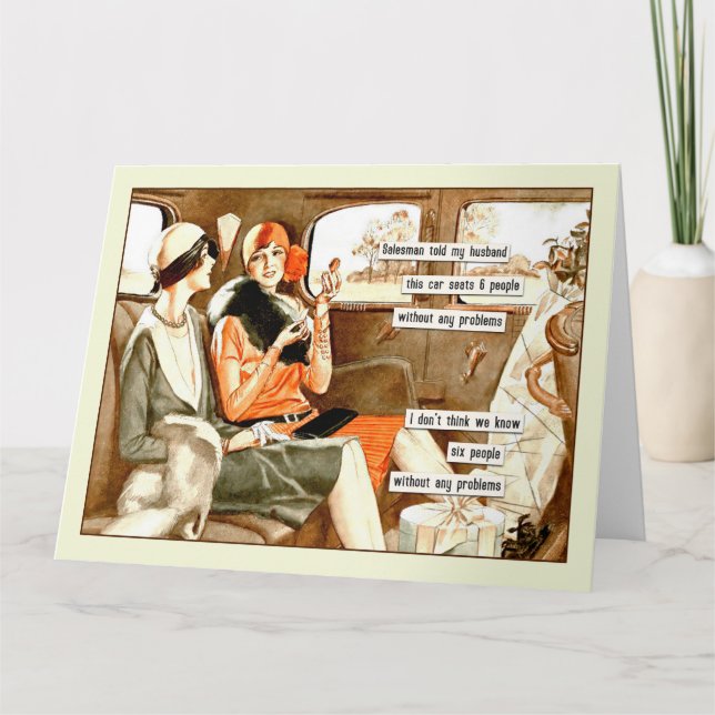 Cartão Saudação Engraçado Amigos da Vintage (Frente)