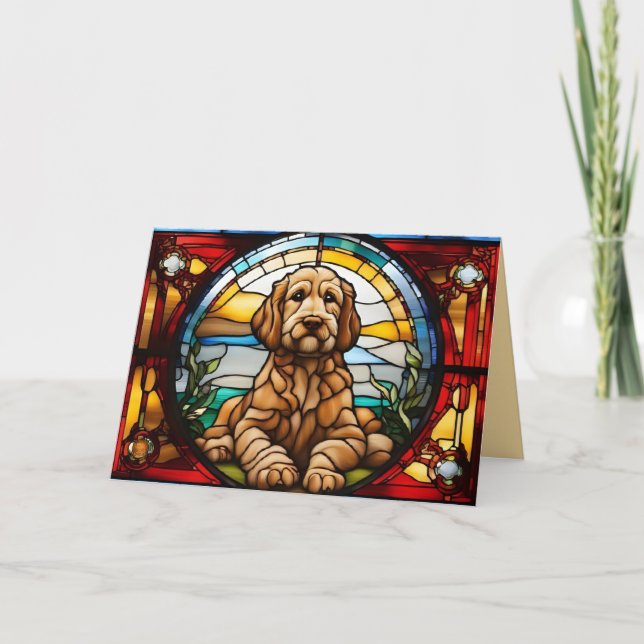 Cartão Saudação Fofa de Labradoodle (Frente)