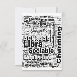 Cartão Saudação Libra Zodiac Word Cloud Inspiração