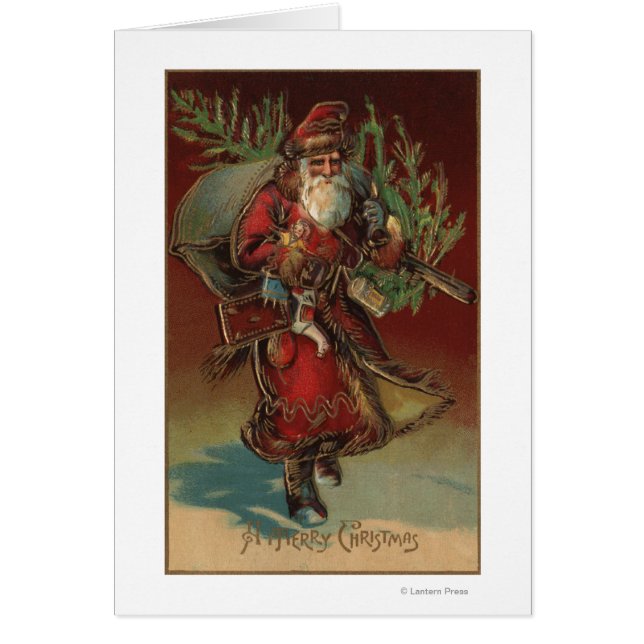 Cartão Saudação NatalPapai Noel com presentes nº 2 (Frente)