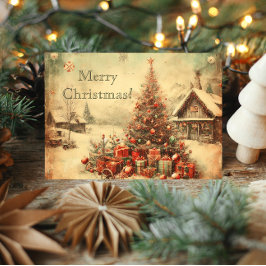 Cartão saudação personalizada da árvore de natais vintage