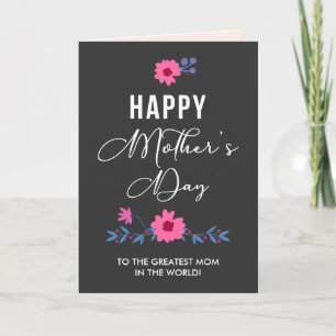 Cartão Saudação Simples do Dia de as mães Floral