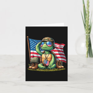 Cartão Saudação Tartaruga Americana Bandeira EUA Dia da M
