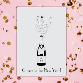 Cartão Saudações À Garrafa De Champanhe De Ano Novo