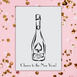 Cartão Saudações À Garrafa De Champanhe De Ano Novo