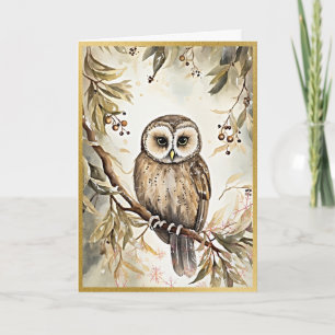 Cartão Saudações Charming Owl Woodland