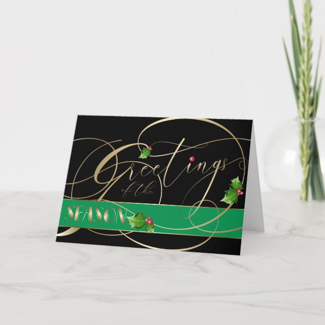 Cartão Saudações da Dourada Caligrafia (Frente)