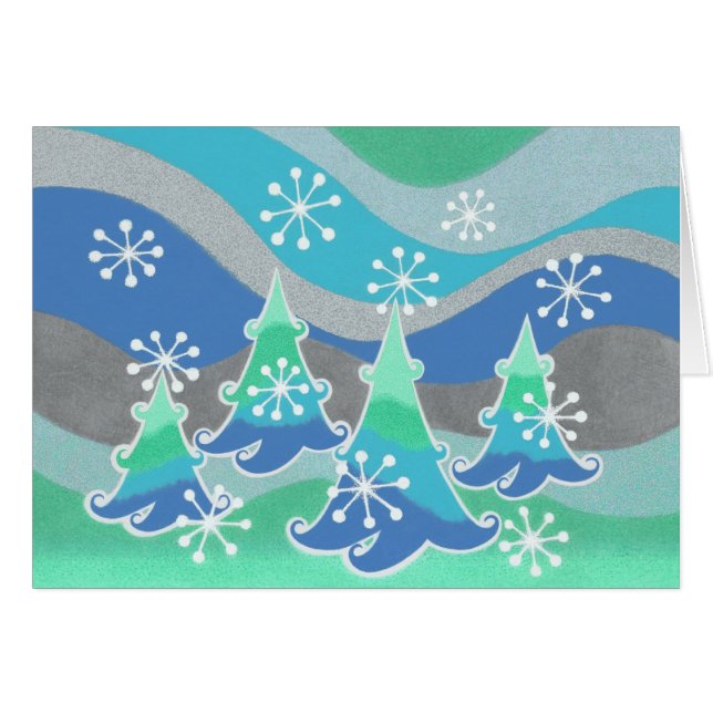 Cartão 'Saudações da Época' das Árvores Invernas (Frente Horizontal)