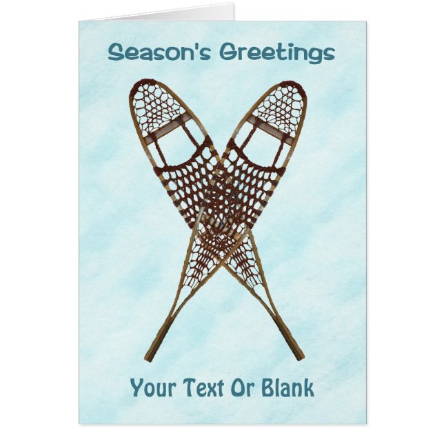 Cartão Saudações da temporada - Calçados de neve na neve (Frente)