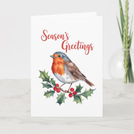 Cartão Saudações da temporada de Robin alegre