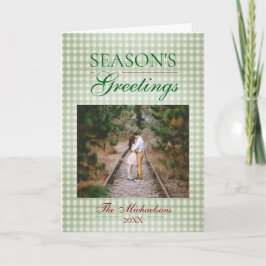 Cartão Saudações da temporada Gingham Natal