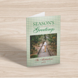 Cartão Saudações da temporada Gingham Natal