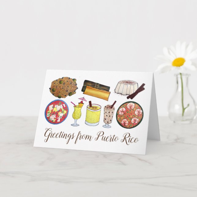 Cartão Saudações das Comidas de Porto Rico na Ilha do Car (Planta pequena)