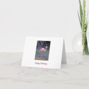 Cartão Saudações de Aniversário ao Flamingo