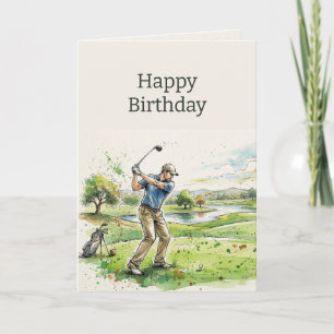 Cartão Saudações de Aniversário de Golfe Par-tida
