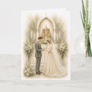 Cartão Saudações de Bênçãos Tradicionais de Casamento Cat