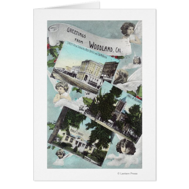 Cartão Saudações de com Vistas CênicasWoodland, CA (Frente)