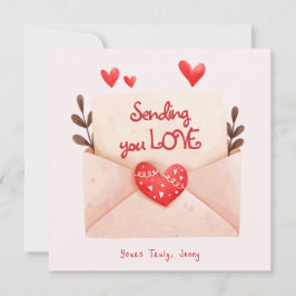 Cartão Saudações de Dia dos Namorados Enviando Amor