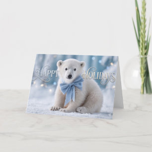 Cartão Saudações de Feliz Natal com urso polar fofo