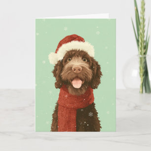 Cartão Saudações de Férias do Chocolate Labradoodle