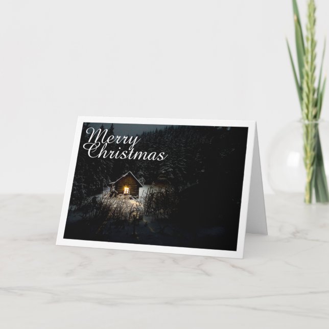 Cartão Saudações de Natal com Casa de Bruxa (Frente)