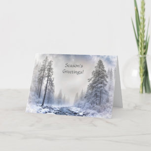 Cartão Saudações de Natal com Paisagem de Inverno 