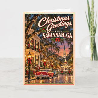 Cartão Saudações de Natal de Savannah Vintage Holiday