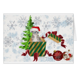 Cartão Saudações de Natal do Gato