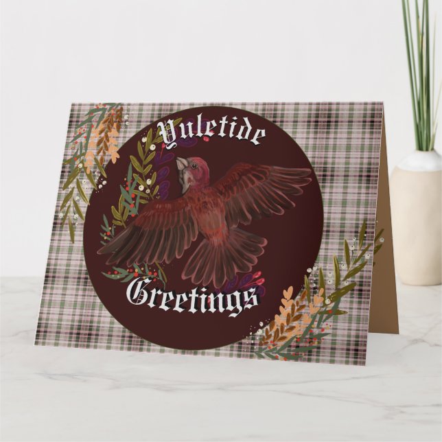 Cartão Saudações de Natal Passero Roxo (Frente)