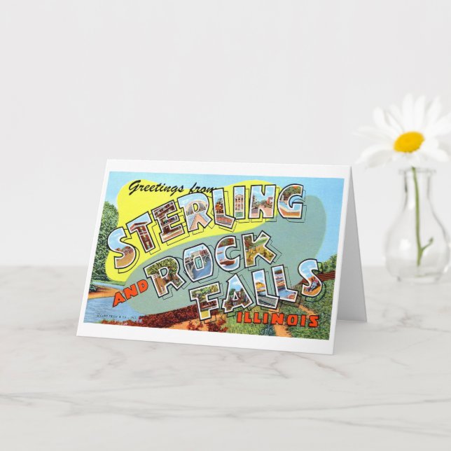 Cartão Saudações de Sterling e Rock Falls, Illinois  (Planta pequena)