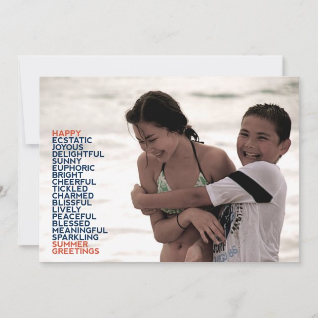 Cartão Saudações de Verão Adjetivos Flat (Frente)