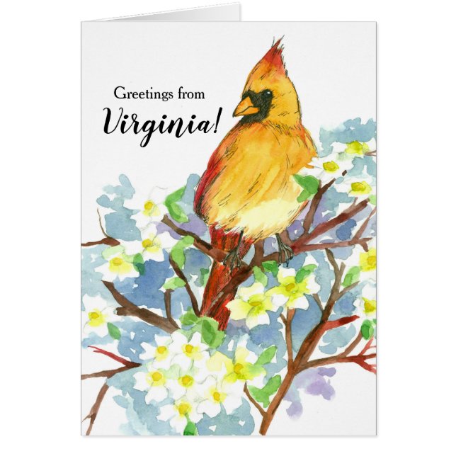 Cartão Saudações Do Cardinal Bird Da Virginia Female (Frente)