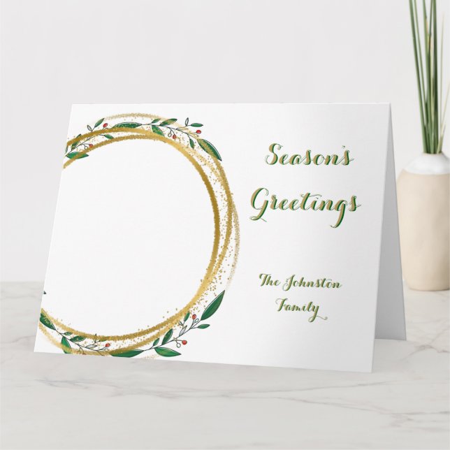 Cartão Saudações do Círculo Fotográfico Dourado Verde e d (Frente)