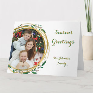 Cartão Saudações do Círculo Fotográfico Dourado Verde e d