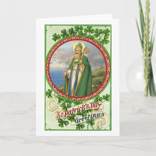 Cartão Saudações do Dia de São Patrício Religiosas (Frente)