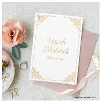 Saudações Elegantes de Umrah Mubarak em Branco Bar