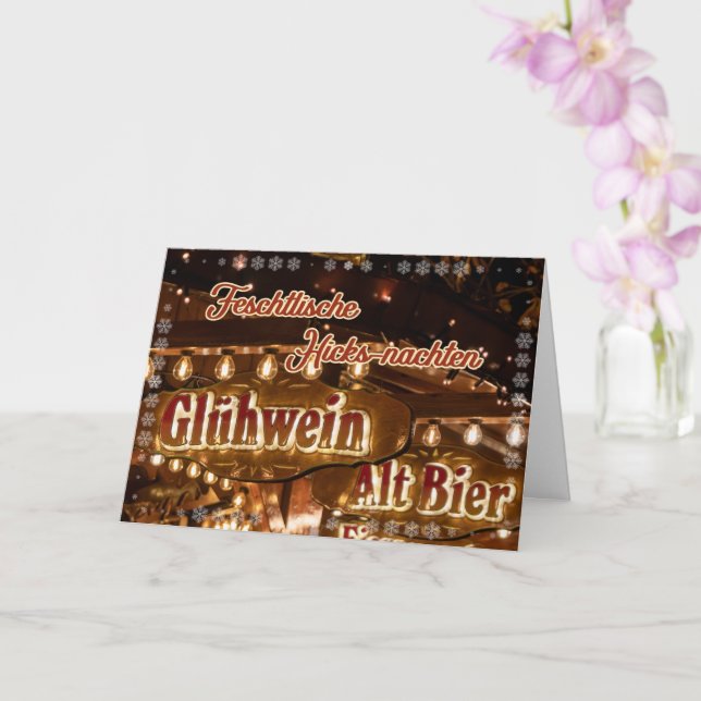 Cartão Saudações engraçadas de Natal de mercado alemão (Orquídea)