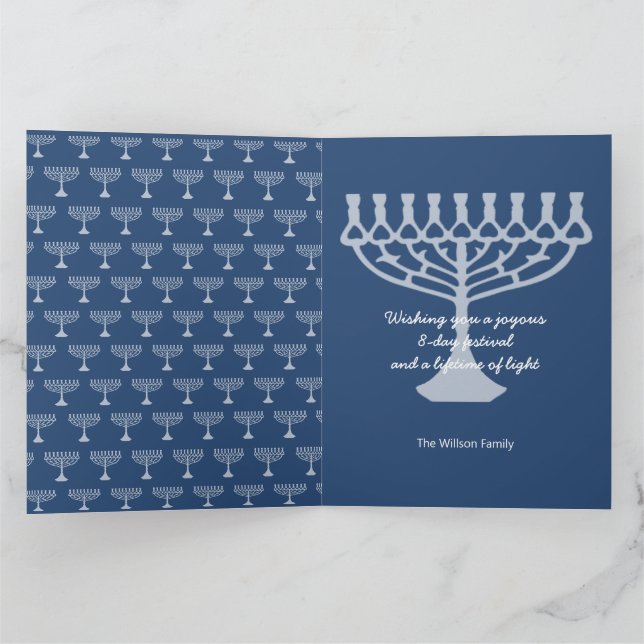 Cartão Saudações Feliz Hanukkah (Interior)