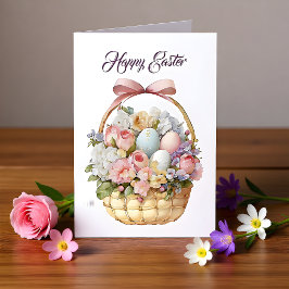 Cartão Saudações Florais Feliz Páscoa