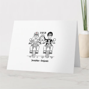 Cartão Saudações personalizadas de casamento de motocic