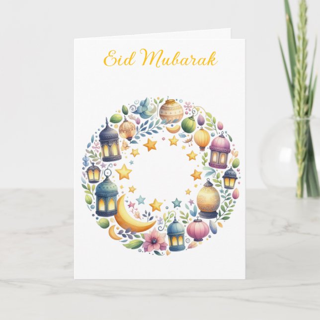 Cartão Saudações Personalizadas de Ramadan Kareem & Eid M (Frente)